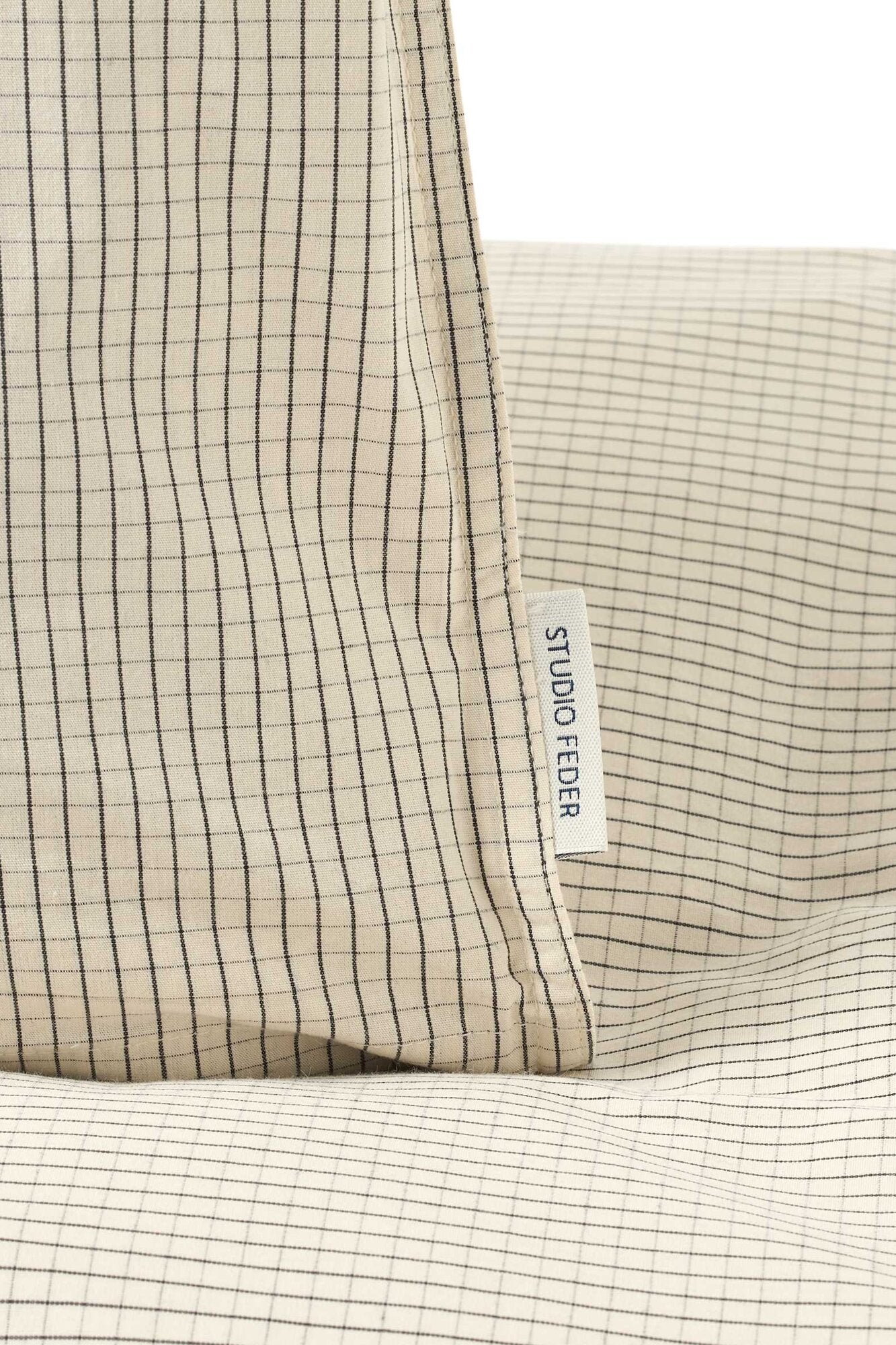 Adult sengesæt – Percale creme black plaid